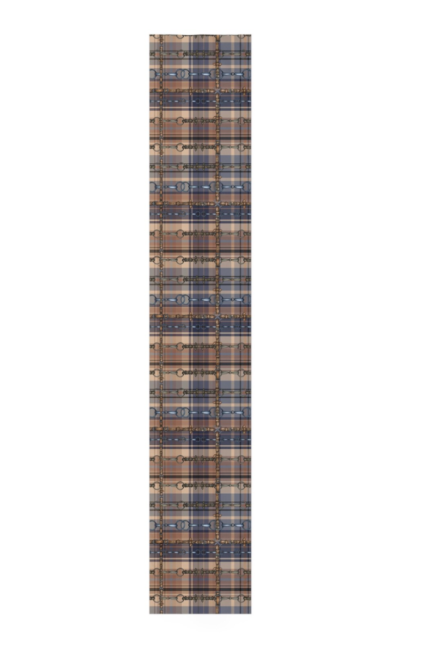 Brown and Blue Elegant Equestrian Table Runner, Dining Decor