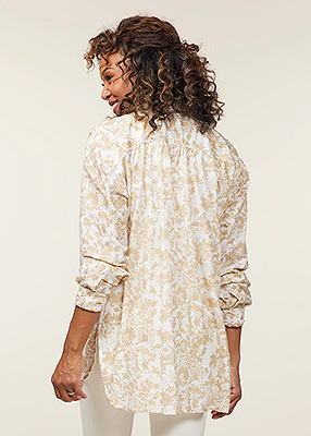 EQL Soft Touch Button Up Shirt – Print - Latte Countryside