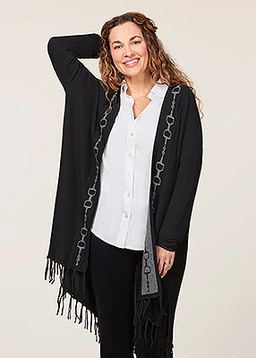 EQL Bits & Fringe Cardigan - Black/Sterling