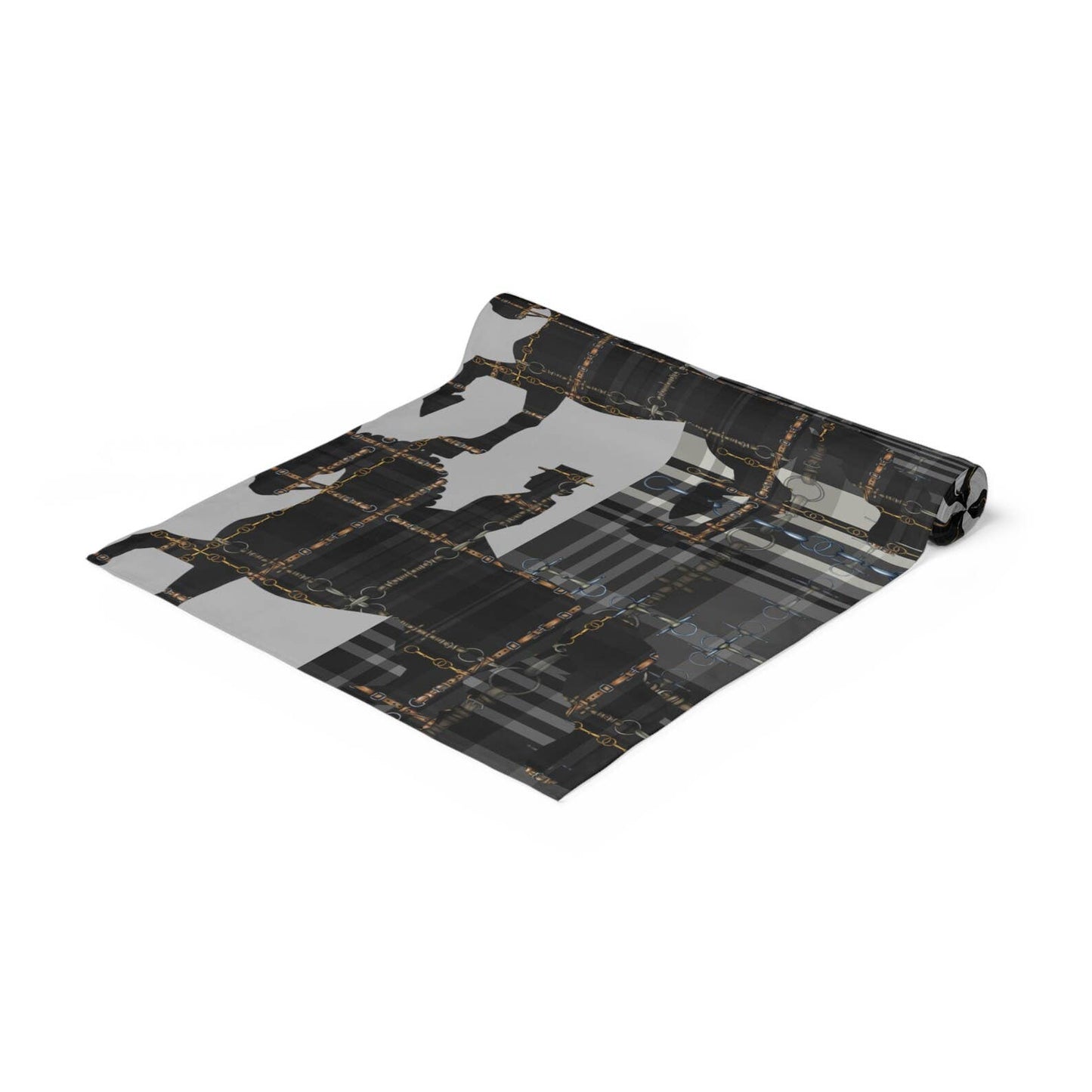 Black Equestrian Table Runner, Equestrian Dining Room