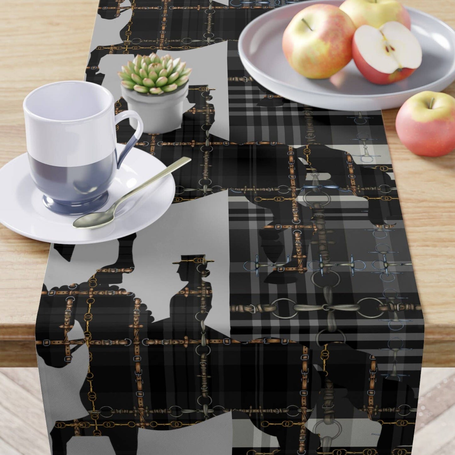 Black Equestrian Table Runner, Equestrian Dining Room