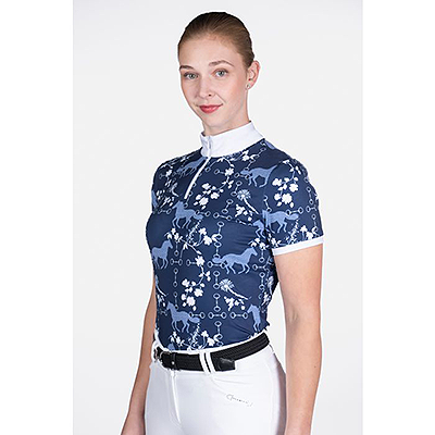 HKM Functional Shirt -Bloomsbury- Short Sleeve Deep Blue/White