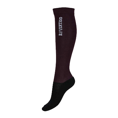 B Vertigo Beryl Wool Bamboo Riding Socks-Fig Wine Red/Black