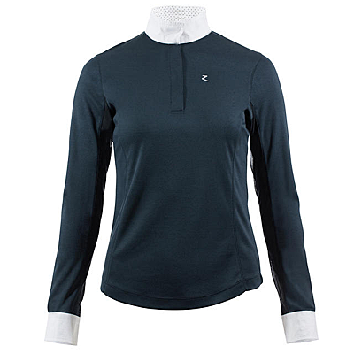 very dark blue Horze Blaire Women's Long-Sleeved Functional Show Shirt