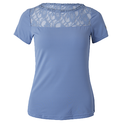B Vertigo Natalia Womens Boat Neck Shirt with Lace Detail - Infinity Blue