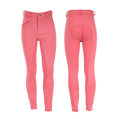peony pink Horze Junior Active Silicone Grip Full Seat Breeches