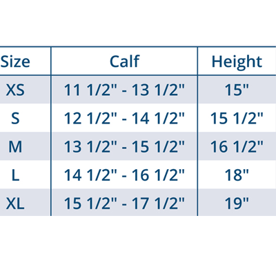 Ovation® Pro Top Grain Half Chap - Ladies' - Size Chart