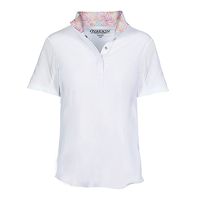 Ovation Ellie Child's Tech Show Shirt- Short Sleeve - White Tropical Palms