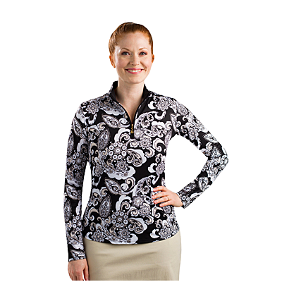 SanSoleil Print Mock Black Paisley