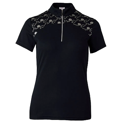 Horze Kaitlin Womens Short Sleeved Performance Show and Training Shirt - Peacoat Dark Blue