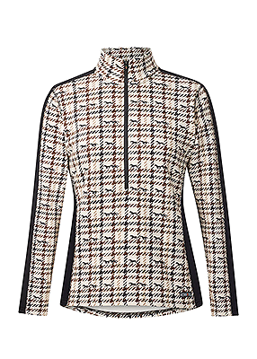 Kerrits Muzzle Nuzzle Fleece Half Zip Riding Top – Print -Vanilla Plaid Pasture