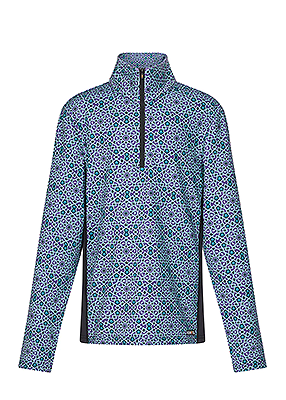 Kerrits Kids Rail Side Quarter Zip Tech Top – Print - Iris Starlight