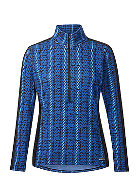 Kerrits Muzzle Nuzzle Fleece Half Zip Riding Top – Print - True Blue Plaid Pasture