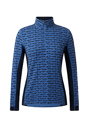 Kerrits Stable Temp Merino Wool Quarter Zip Top – Print - True Blue Wild Horses