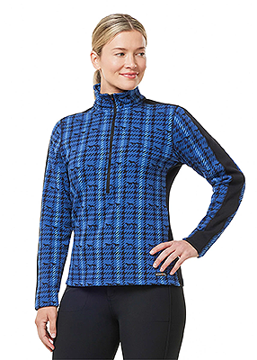 Kerrits Muzzle Nuzzle Fleece Half Zip Riding Top – Print - True Blue Plaid Pasture