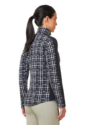 Kerrits Muzzle Nuzzle Fleece Half Zip Riding Top – Print - Black Plaid Pasture