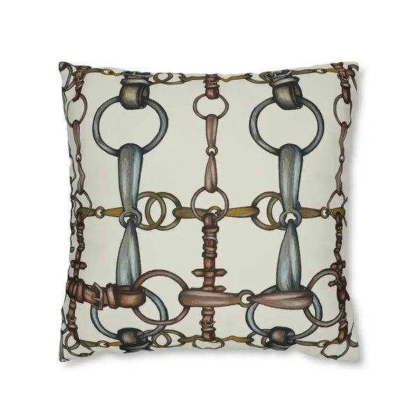 Double Sided Ivory Equestrian Bit Pattern Pillow Case