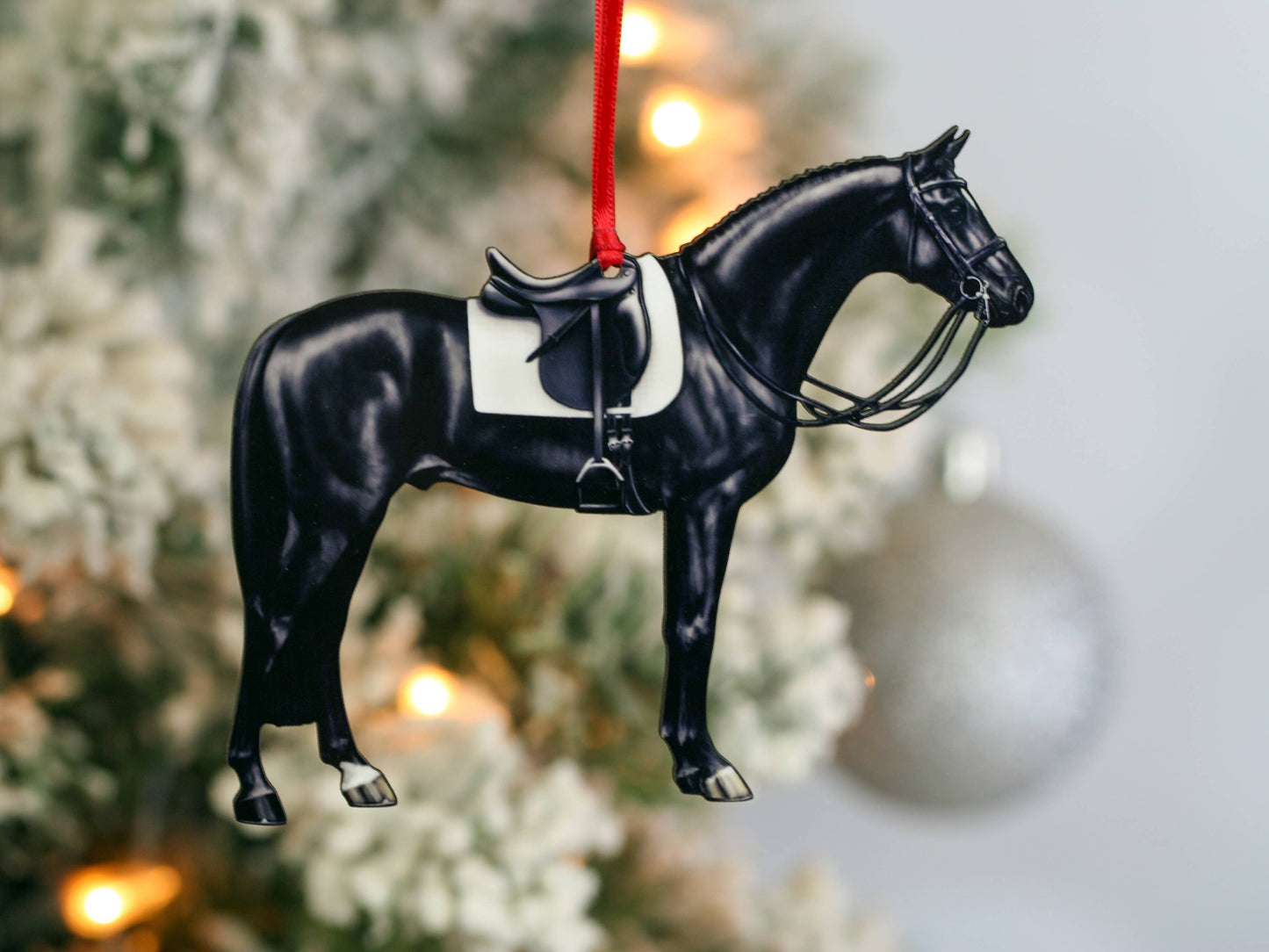 Black Dressage Horse Christmas Ornament Equine Decoration