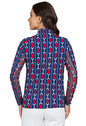 IBKUL Vic Print Long Sleeve Mock Neck Top - Navy/Red
