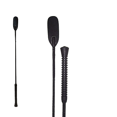 Intrepid Black Riding Crop with Rubber Handle