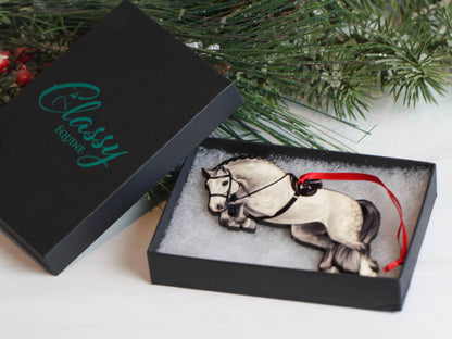 Jumping Horse Ornament - Gray Hunter Equestrian Décor