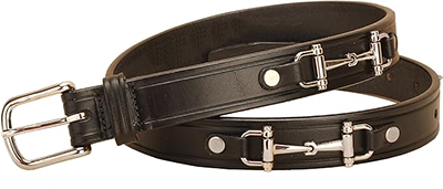 Tory Leather 1” Belt with Snaffle Bits - Black