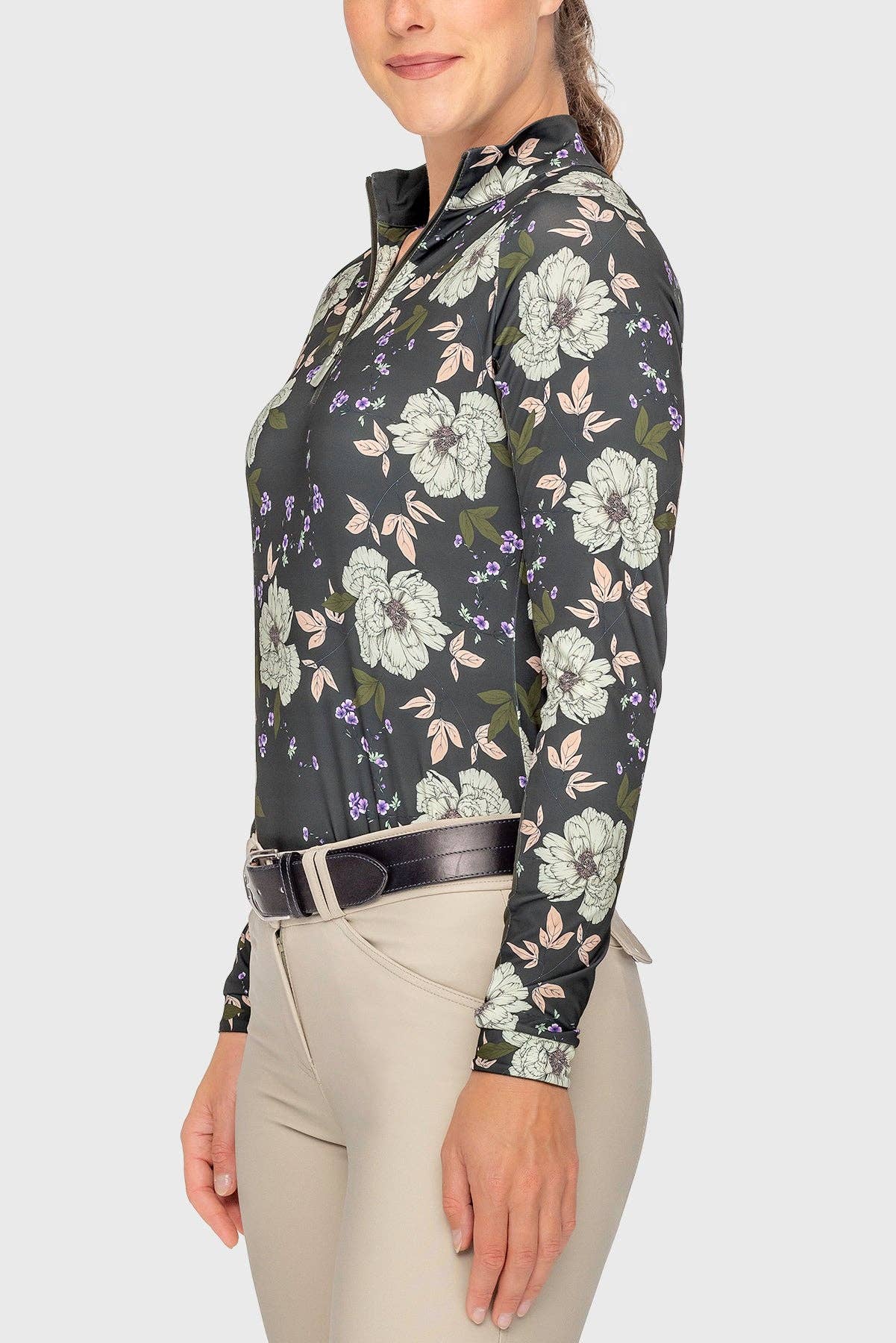 Long Sleeve Slate Garden Rose 1/4 Zip Sun Shirt