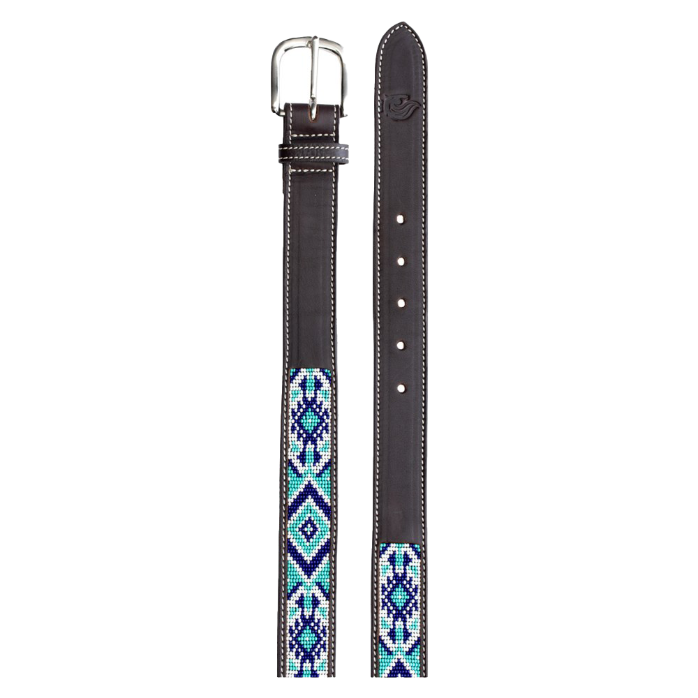 Equinavia Estelle Hand Beaded Belt - Dark Brown/Navy