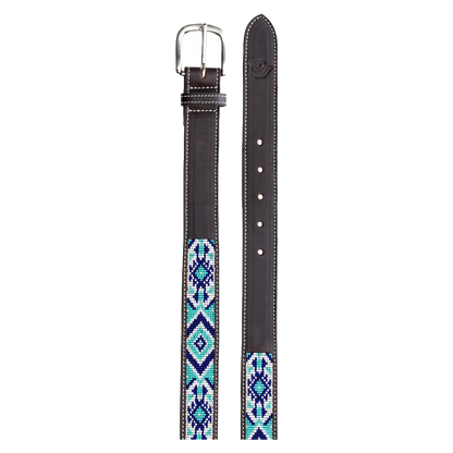 Equinavia Estelle Hand Beaded Belt - Dark Brown/Navy