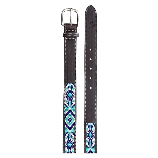 Equinavia Estelle Hand Beaded Belt - Dark Brown/Navy