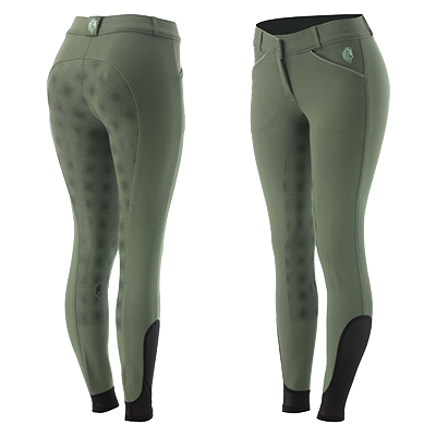 Equinavia Astrid Womens Silicone Full Seat Breeches- Agave Green/Green