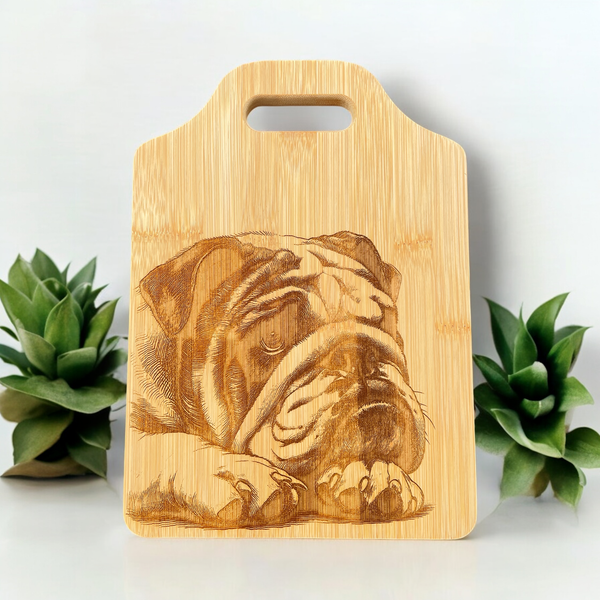 Detailed Bulldog Bamboo Cutting Board