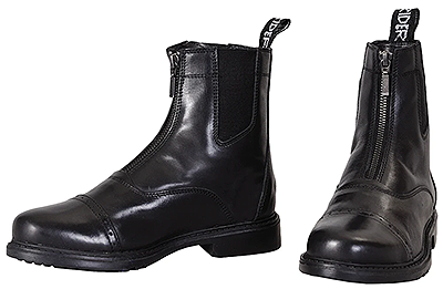 Tuffrider Men’s Baroque Front Zip Paddock Boots w/Metal Zipper - Black