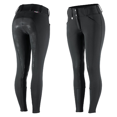 Horze Grand Prix Women's Thermo Softshell Silicone Full Seat Breeches - Black