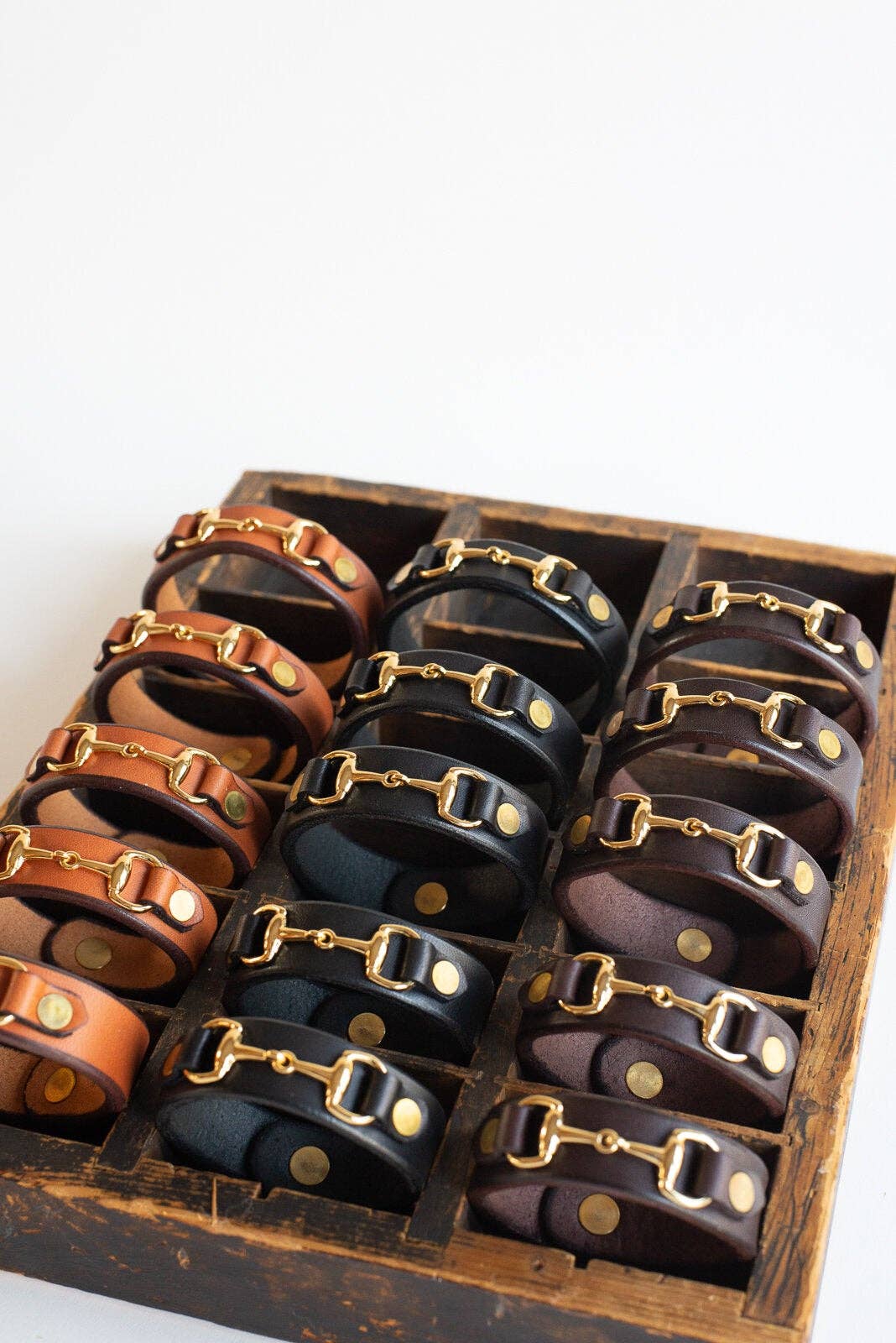 The Leather Horse Bit Bracelet | Equestrian Brass Bracelet