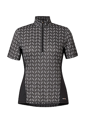 Kerrits Always Cool Ice Fil® Short Sleeve Shirt – Print -Black Iron Bouquet/Black