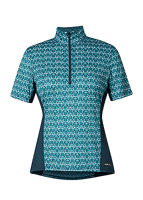 Kerrits Always Cool Ice Fil® Short Sleeve Shirt – Print - Peacock Iron Bouquet/Lagoon