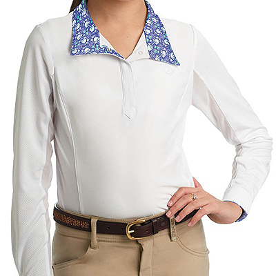 Romfh® Sarah Child's Show Shirt- Long Sleeve - White Veri Peri Lilly Bits