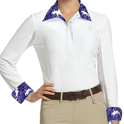 Romfh® Lindsay Show Shirt- Long Sleeve - White Horse/Show Daze