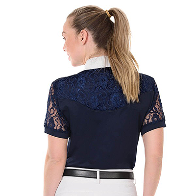 Ovation Elegance Lace Show Shirt- Short Sleeve - Navy