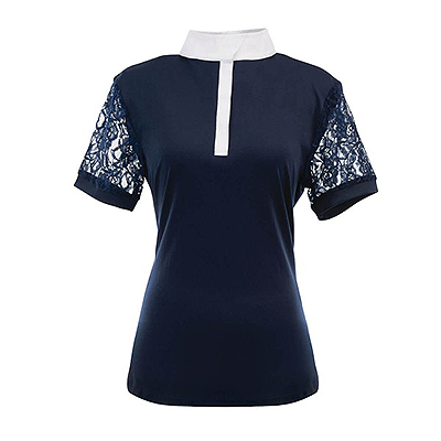 Ovation Elegance Lace Show Shirt- Short Sleeve - Navy