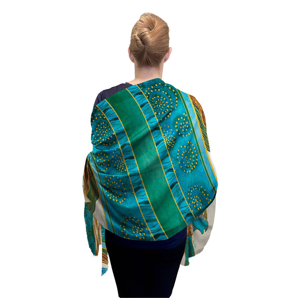 Fine Art Silk Blend Shawl Laurel Burch Sky Mares Horses