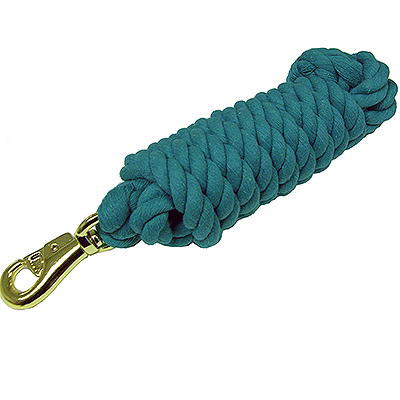 Intrepid Heavy Duty Cotton Lead Rope with Brass Plated Bull Snap – Teal