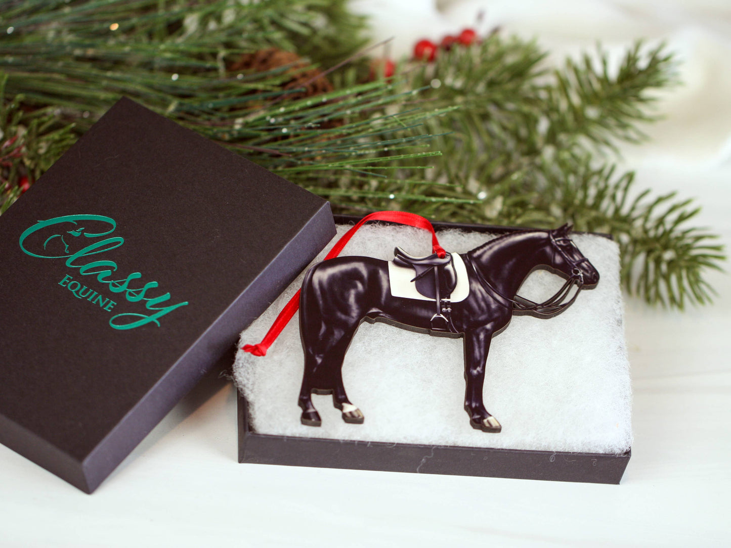 Black Dressage Horse Christmas Ornament Equine Decoration