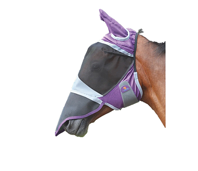 Shires Deluxe Fly Mask with Ears & Nose - Purple