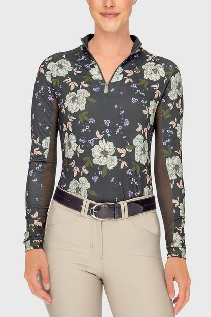 Long Sleeve Slate Garden Rose 1/4 Zip Sun Shirt