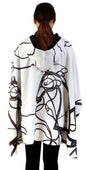 Equestrian Black/White Reversible Rain Cape-Swirling Horse