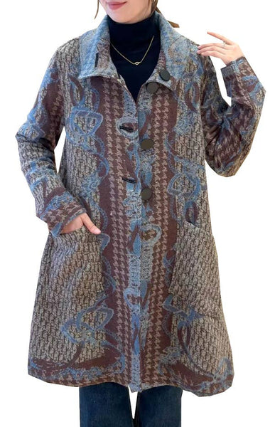 Equestrian Blue/Beige Reversible Coat – Stirrups Collection