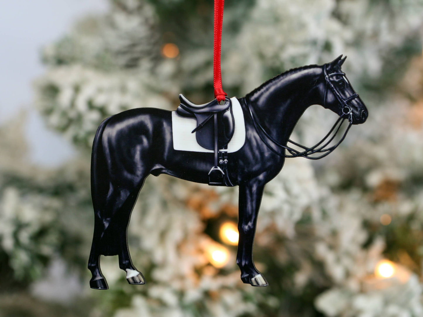 Black Dressage Horse Christmas Ornament Equine Decoration