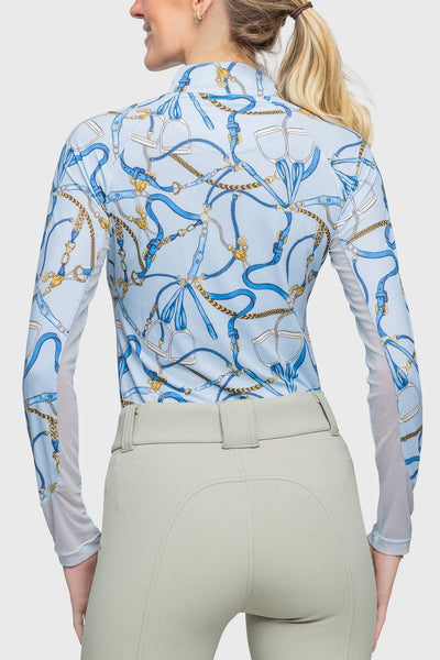 Long Sleeve Robin's Egg Belt Print 1/4 Zip